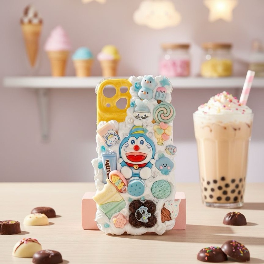 Cartoon Character Doaremon Decoden Phone Case - Yellow and White - Picture 1 of 5